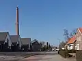 Mill, la chimenea de piedra en la antigua fábrica