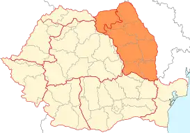 Mapa con la ubicación del Moldavia en Rumania.
