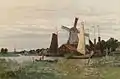 Molino de viento cerca de Zaandam pintado en 1871 por Claude Monet