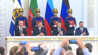 Ceremonia de firma de los acuerdos de anexión de Donetsk, Lugansk, Zaporiyia y Jersón a Rusia.