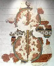 Fresco de Micenas representando un escudo en forma de ocho.