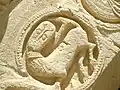 Sagitario, relieve románico, Iglesia de San Pedro en Miñón de Santibáñez.