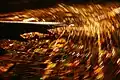 Imagen tomada a bordo de un avión girando sobre el aeropuerto de San José durante la noche. Las luces de la ciudad forman líneas concéntricas.