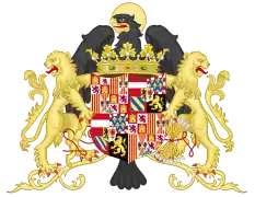 El Águila de San Juan y dos leones, en la versión ornamentada del Escudo de la reina Juana de Castilla