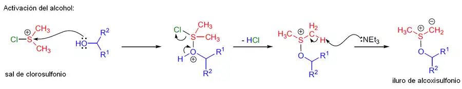 Oxidación de Swern con cloruro de oxalilo paso 2