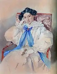 P.F. Sokolov, retrato de Elisabeth Khitrovo, amiga de Briulov.