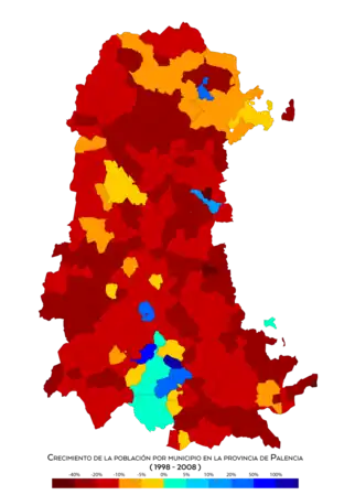 Crecimiento de población entre 1998 y 2008