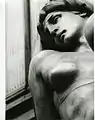 Detalle del rostro fotografiado de Paolo Monte, 1975.