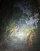 Church of la Sainte-Trinité, Paris - Baptistère (font) : Adam et Ève chassés du Paradis (Adam and Eve banished from Paradise)