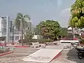 Vista del Parque Norte de la Iglesia San Juan Bautista. Caimito, Sucre, Colombia.