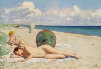 Jóvenes en la playa de Hornbæk (Selandia), 1878-1934. Óleo sobre lienzo, 38 x 54 cm.