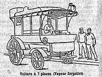 Serpollet  Coche de vapor con 7 asientos  Ernest Archdeacon finaliza 16  Competición del 'Petit Journal' de Carros sin Caballos, París-Ruan.Le Petit Journal  22 de julio de 1894