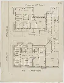 Dessin d'architecte assez simple au tracé et caractères noirs sur fond clair