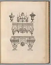 Diseños de muebles de Jean Bérain the Elder (finales del siglo XVII-principios del siglo XVIII)