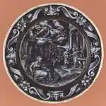 Plato de grisalla con Psique por Pierre Courteys , c. 1560.