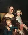 Retrato de una madre y dos hijos de Sophie Fremiet Rude, 1840, óleo sobre lienzo.