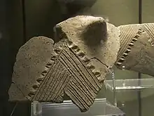 Fragmentos de cerámica cordada de Stentinello (ca. 5000 a. C. Museo arqueológico de Siracusa)