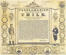 Proclamación de la independencia de Chile, Bernardo O'Higgins, 12 de febrero de 1818.