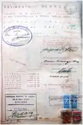 Proyecto del pavimento planta baja del Edificio Itatiaia con firma del arquitecto y aprobación del ayuntamiento municipal.