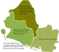 Provincia de San Salvador (en verde poblaciones pipiles y en café poblaciones chontales) y provincia de San Miguel de 1534 a 1535.