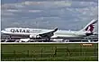 Airbus A330-300 de Qatar Airways en el aeropuerto de Mánchester en 2014.