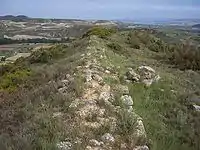 Restos de muro de piedra junto al Castillo de Davalillo que podría haber rodeado el poblado de Davalillo.