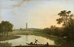 Kew Gardens: la pagoda y el puente (1765), de Richard Wilson, Centro de Arte Británico de Yale, New Haven, Connecticut