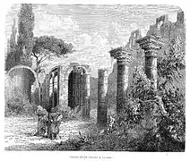 Grabado del siglo XIX que representa las ruinas de la Inconclusa