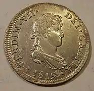 Moneda de dos reales de Fernando VII, Lima, 1819.