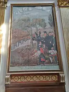 Pintura mural con el tema de la plaga de langosta