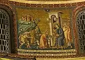 Mosaico, Santa Maria in Trastevere, Rome, by Pietro Cavallini, siglo XIII
