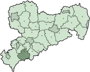 Lage des Landkreises Aue-Schwarzenberg in Sachsen