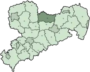 Lage des Landkreises Riesa-Großenhain in Sachsen