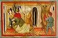 Shejitá (ilustración para Jacob ben Asher, Arba'a Turim, siglo XIV), manuscrito hebreo-lombardo, 1435. Los animales a ser consumidos por la comunidad judía son abatidos por los matarifes inmediatamente y sin crueldad, siguiendo las prescripciones de la cashrut.