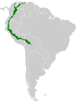 Distribución geográfica del colibrí picocuño oriental.