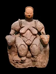 ídolo de la edad neolítica (6000-5500 AC). Se le denomina Mujer sentada de Çatalhöyük.
