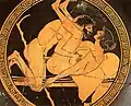 La posición del misionero representada sobre un kylix (jarrón) de la Grecia antigua.