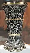 Vaso de plata y esmalte pintado, 1425-1450