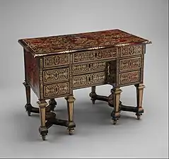 Escritorio con tablero plegable (fechado en 1685) diseñado por Jean Bérain el Viejo, realizado por Alexandre-Jean Oppenordt