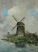 Molinos a lo largo de un río