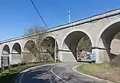 Sougne-Remouchamps,  el puente del ferrocarril en la Rue de Trois Ponts