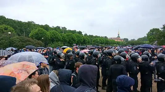 Campo de Marte, San Petersburgo. OMON durante las protestas,12 junio 2017