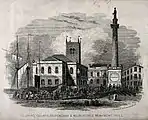 Grabado Iglesia de San Juan, dispensario y monumento a Wilberforce, Hull, Yorkshire.