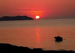 Puesta de sol vista desde la bahía de San Antonio Abad.