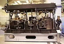 Motor oscilante construido en 1853 por J. & A. Blyth de Londres para el vapor de remo austriaco Orsova