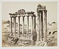 Los templos de Saturno y de Vespasiano hacia 1860.