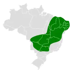 Distribución geográfica del batará pizarroso del Planalto.