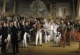 El duque de Orléans recibiendo a los miembros de la Cámara de Diputados el 7 de agosto de 1830.