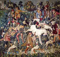 Uno de los tapices de la serie La caza del unicornio, 1495–1505, ¿Flandes?.