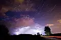 La constelación de Casiopea sobre una tormenta.